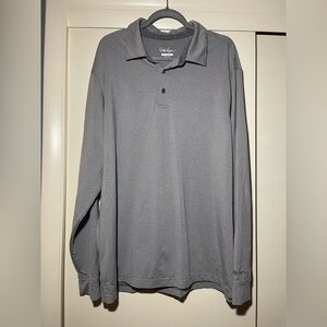 Men's Gray Stripe Walter Hagen Long Sleeve Hydro-Dri Golf Shirt Size XL